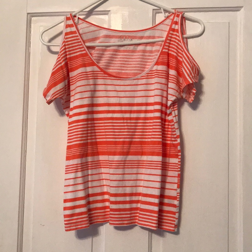 Orange and white striped T-shirt